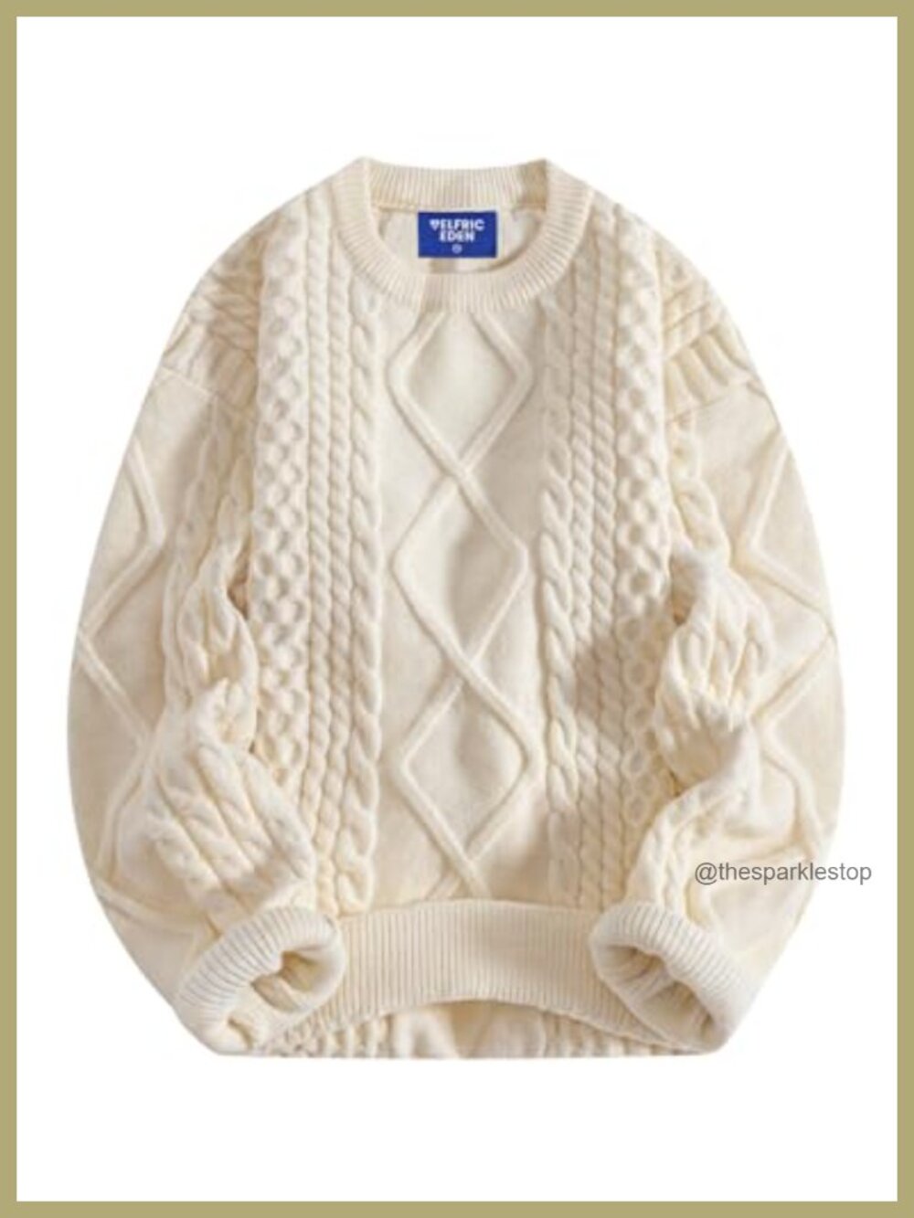 Oversized Knit Sweater Crewneck Pullover Vintage Soft Acrylic Blend